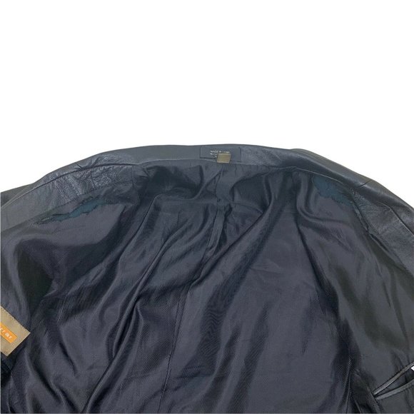 J. Ferrar Men’s black genuine Blazer Leather Jacket Coat  Size L super soft - Picture 5 of 9